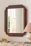 Arni Burl Wood Wall Mirror with Layered Corners in Dark Burl, product view 1