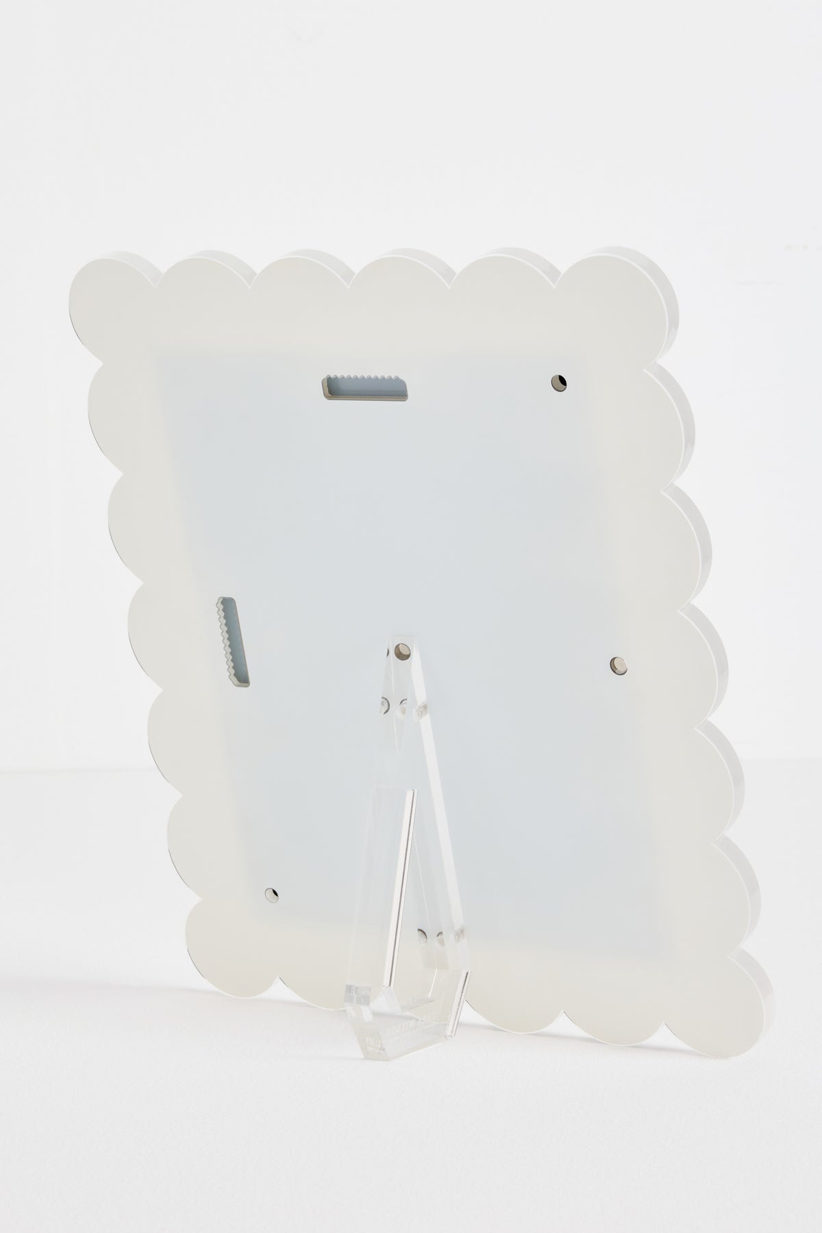 Brosa Scalloped Acrylic Rectangular Wall or Tabletop Mirror in White, product view 3