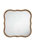 Dagny Scalloped Square Wall Mirror, Natural Wood-Tone in Tan, product view 1
