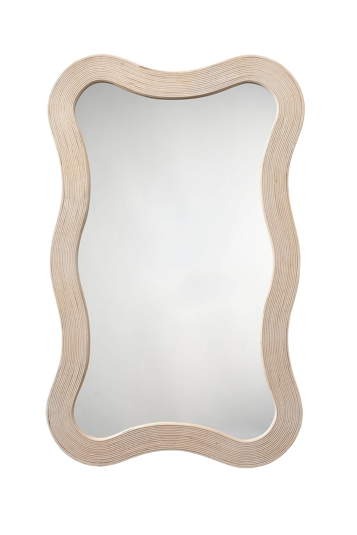 Drifa Curvy Cream Bamboo Wall Mirror, product view 1