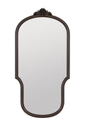 Hakon Tall Curved Wood Wall Mirror with Carved Crest in Walnut, product view 1