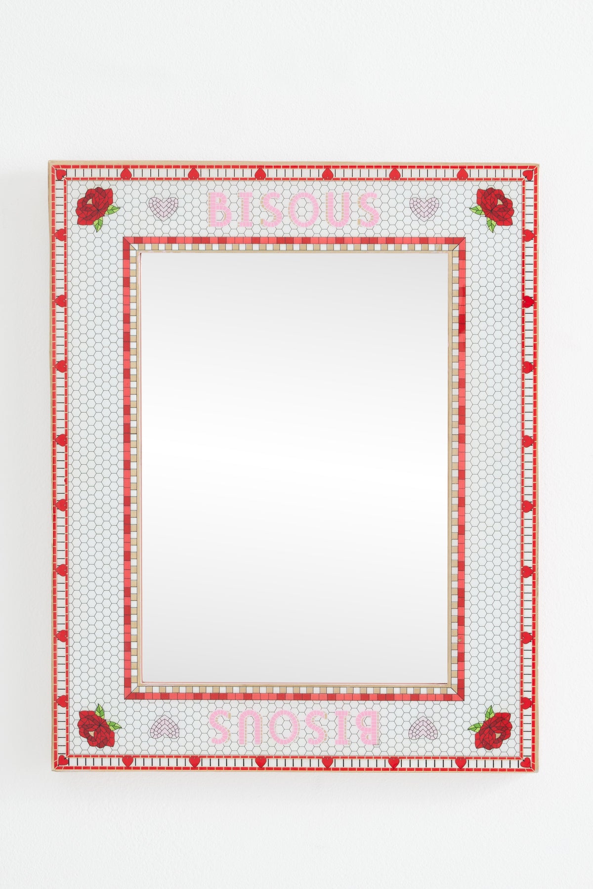 Kaffi Pink Mosaic Tile Rectangular Wall Mirror, product view 2