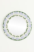 Vor Blue Tulip Motif Round Wall Mirror, 24 in in Light Blue, product view 1