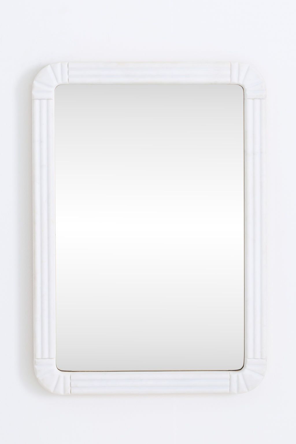 Hvita Fluted White Marble Rectangular Wall Mirror in 010 White, product view 1