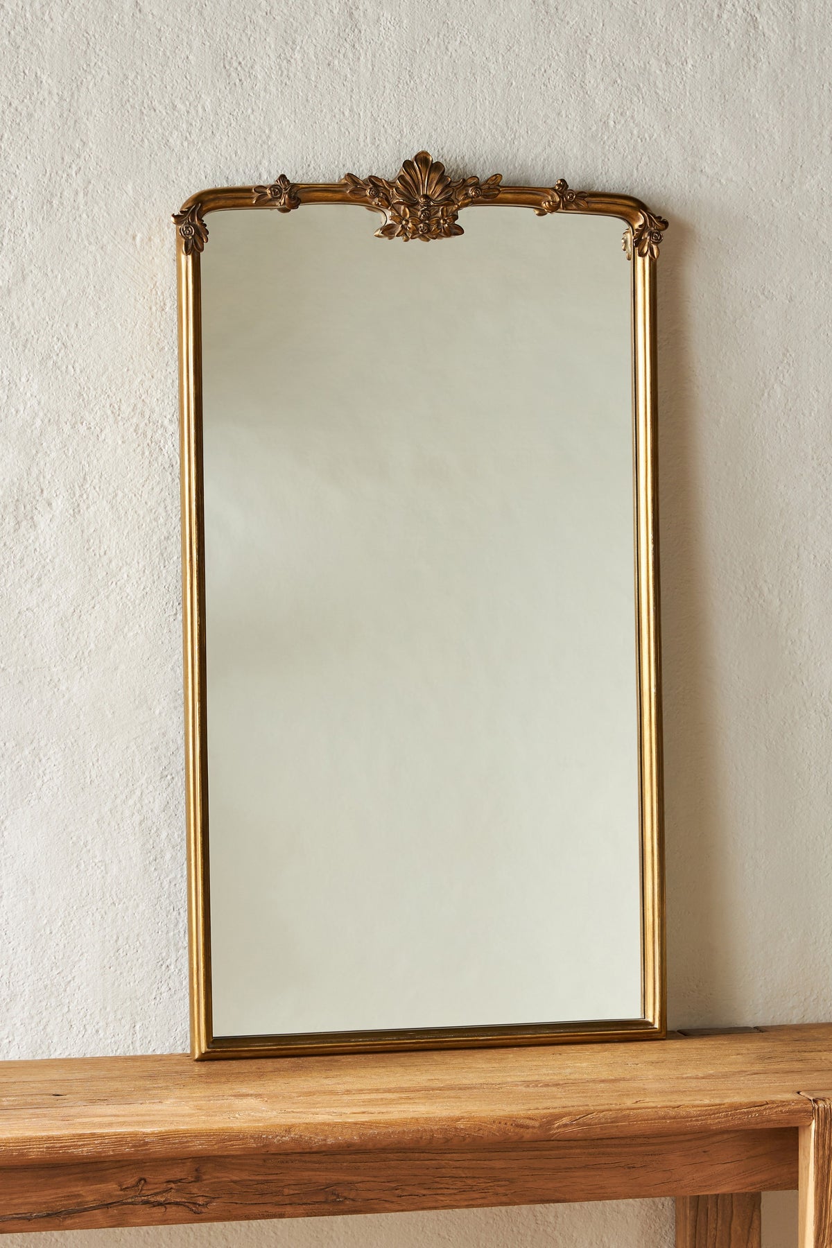 Lilja Floral Crest Gold Rectangular Wall Mirror in 070 Gold, product view 3