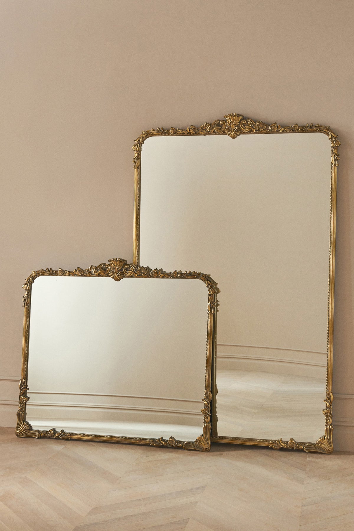 Katla Ornate Gold Rectangular Mantel Mirror, product view 2