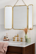 Hanna Brass Trifold Wall Mirror with Hanging Chain, product view 1