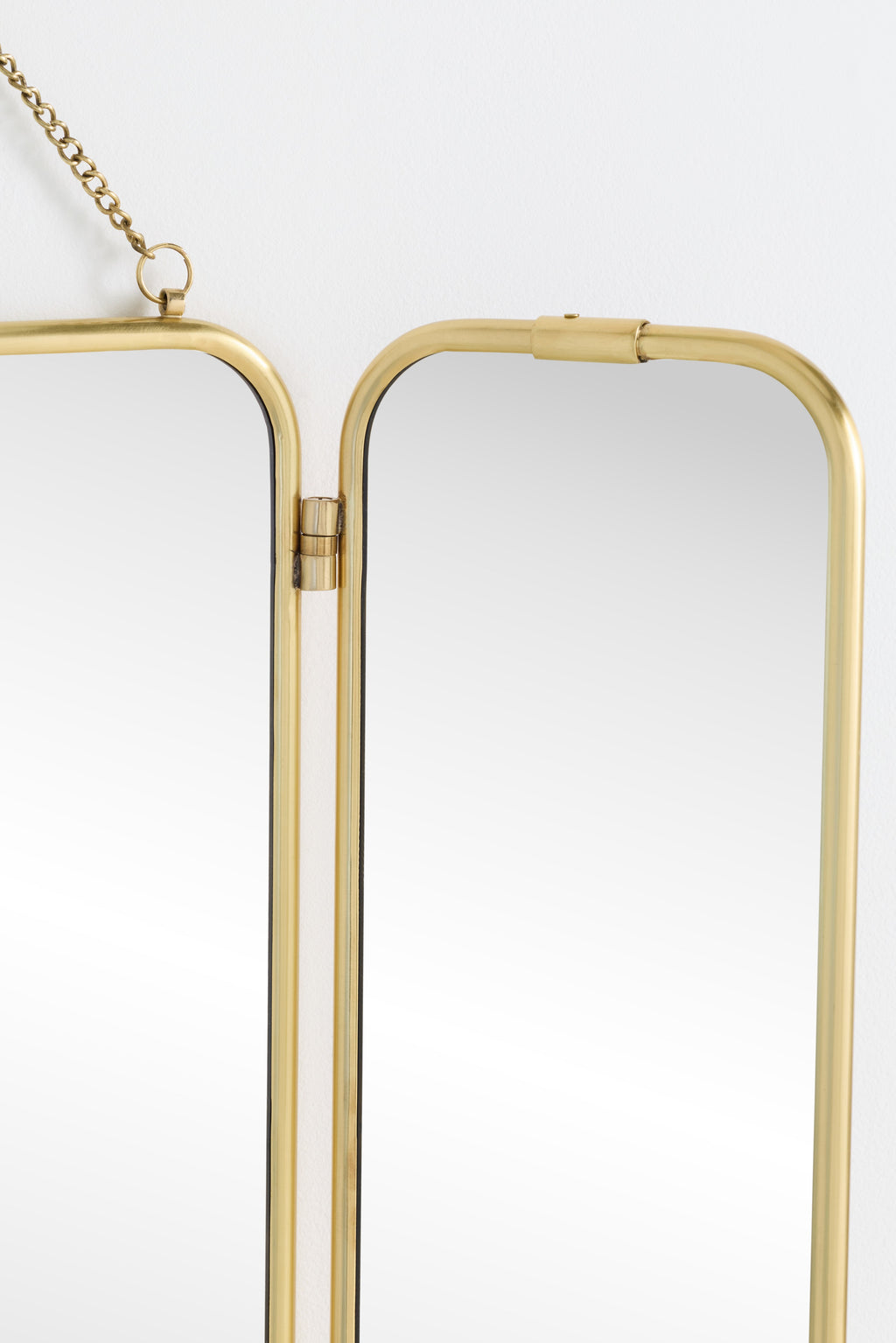 Hanna Brass Trifold Wall Mirror with Hanging Chain, product view 3