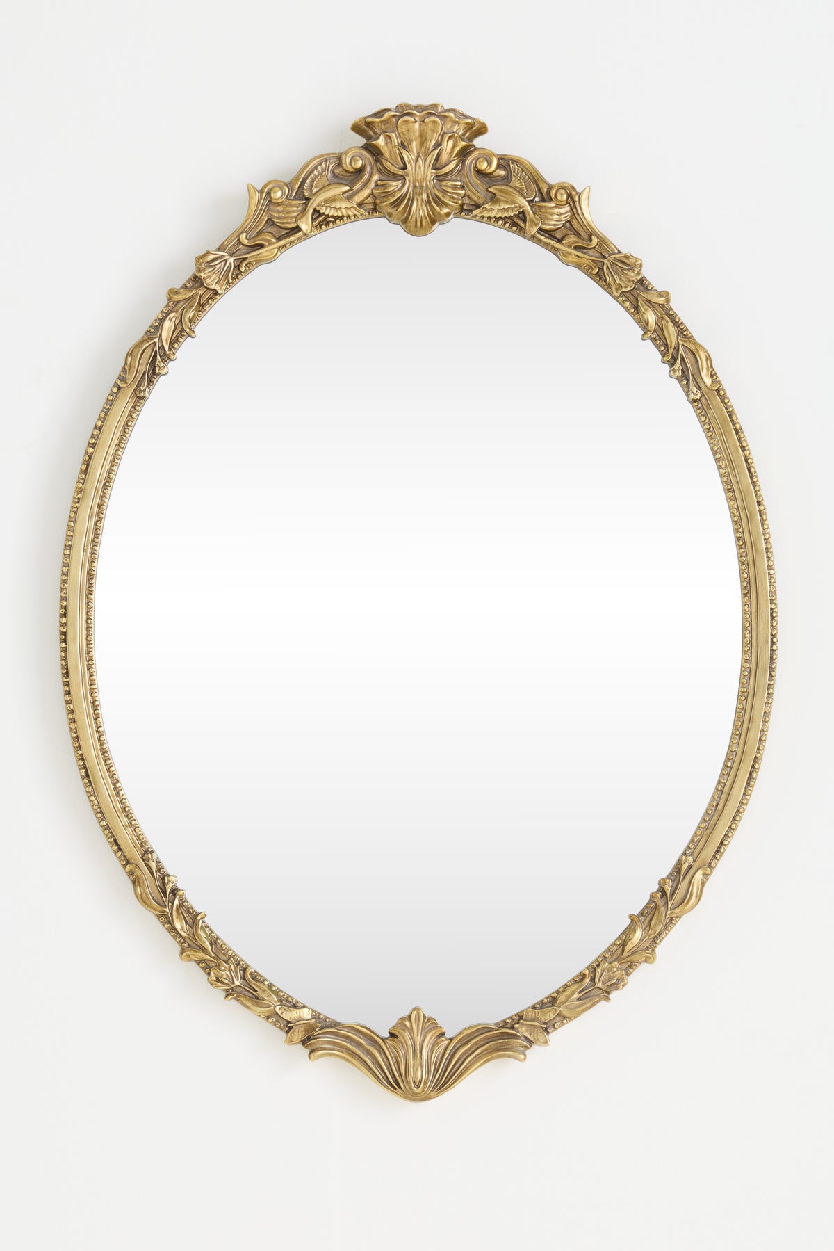 Katla Ornate Gold Oval Wall Mirror, 37 in in Brass, product view 1