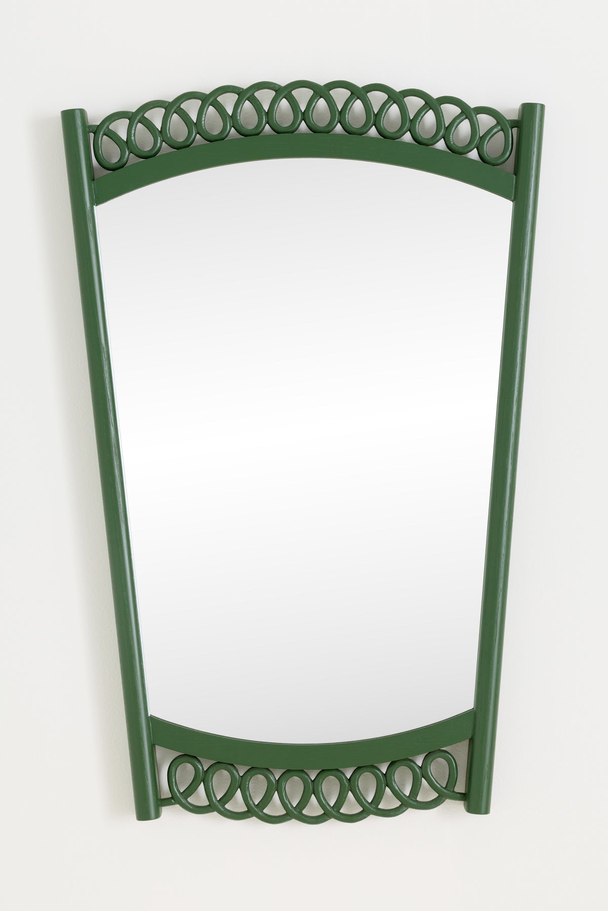 Runa Looped Ash Wood Tapered Wall Mirror in Green, product view 4