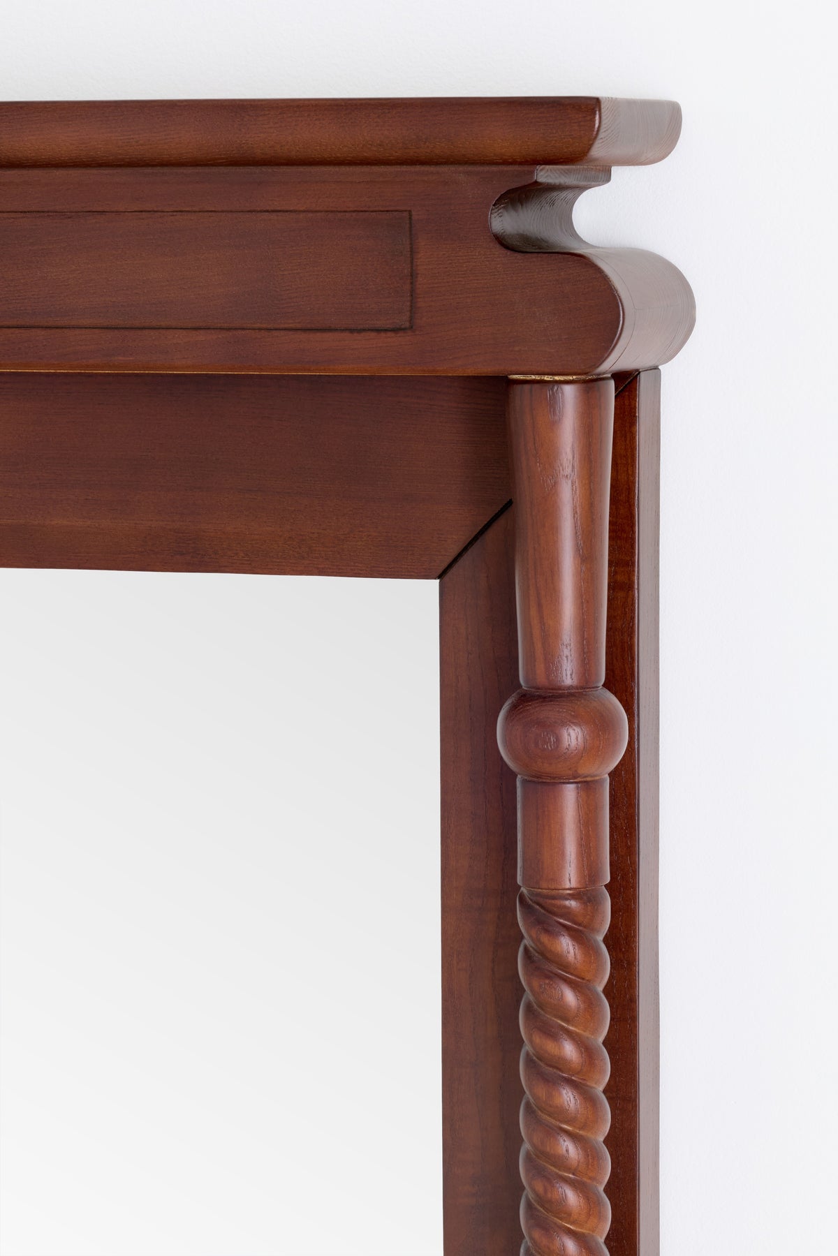Gunnar Twisted Column Ash Wood Mantel Mirror in Brown, product view 2