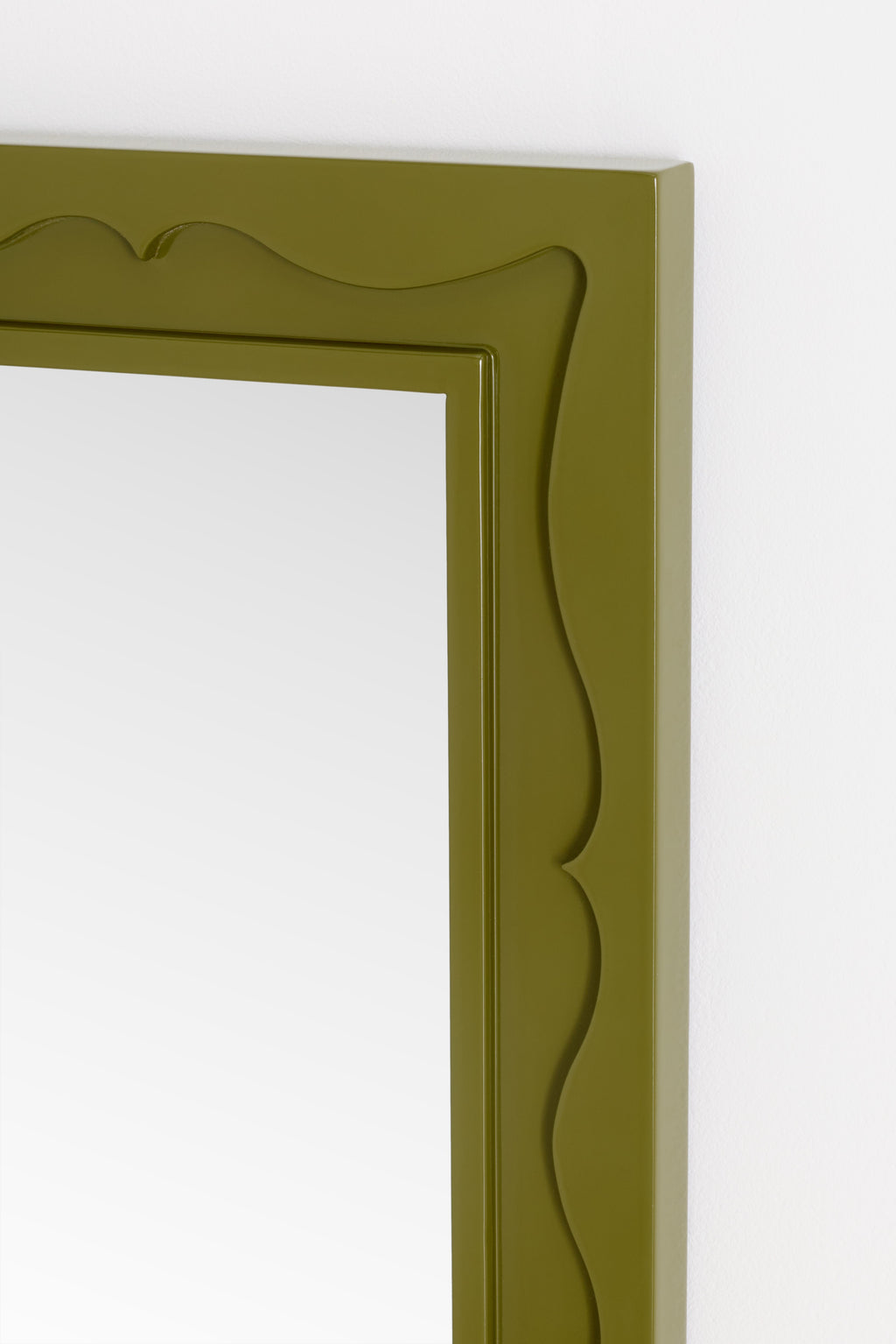 Lita Green Rectangular Wall Mirror with Wavy Inner Trim, product view 2