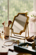 Engi Bee Pivoting Tabletop Vanity Mirror, Brass Finish, product view 1