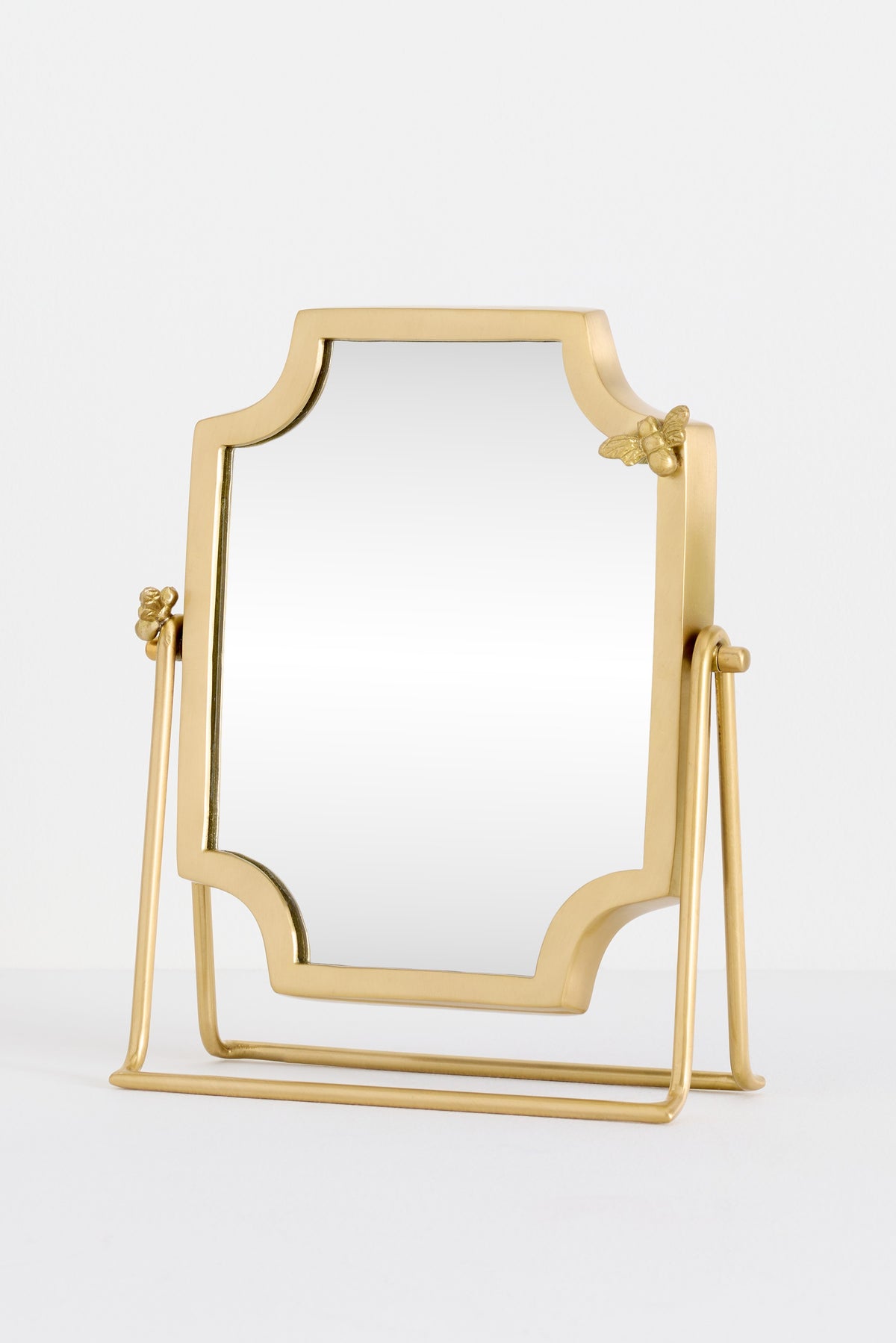 Engi Bee Pivoting Tabletop Vanity Mirror, Brass Finish, product view 2