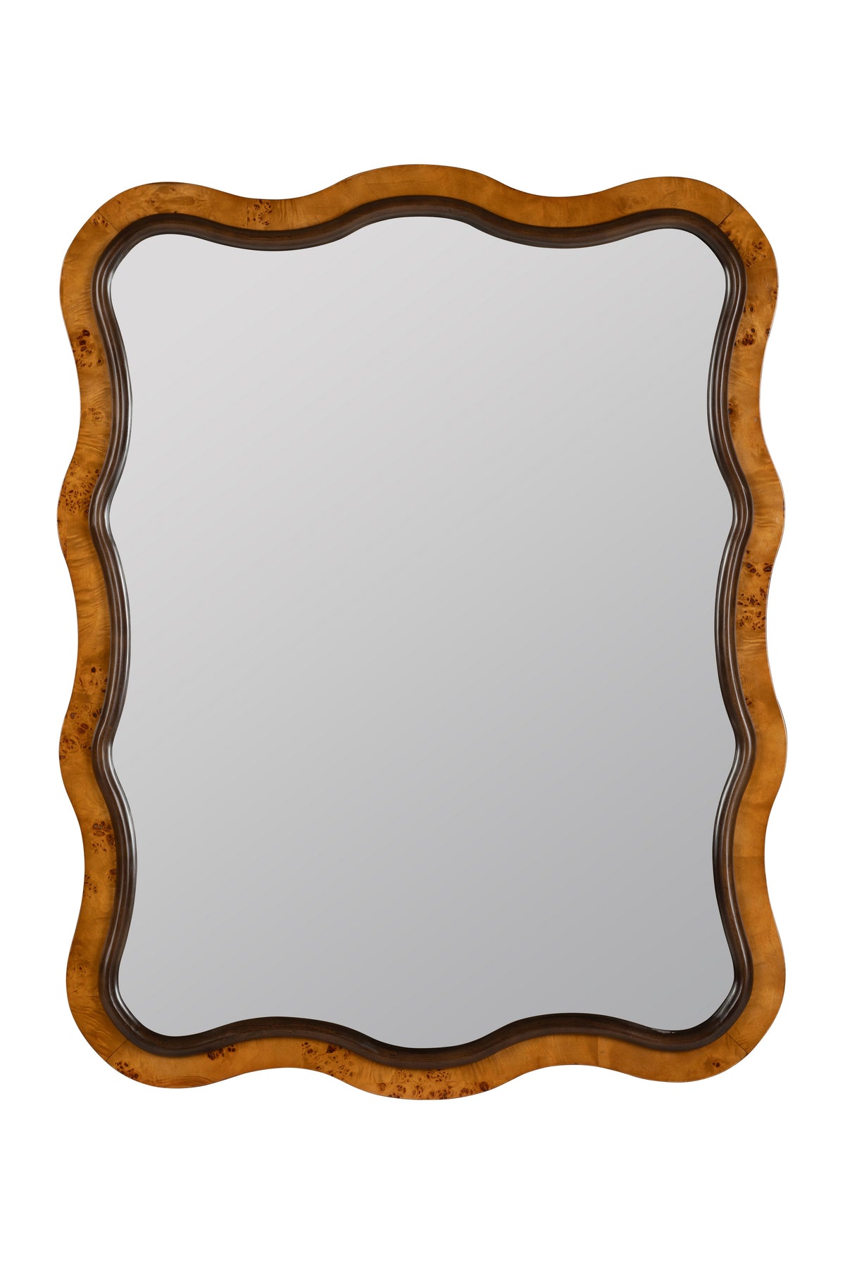 Tumi Wavy Wood Wall Mirror, Walnut Finish, product view 1