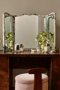 Idunn Printed Fabric Triptych Wall Mirror in Lya Butterfly, product view 1