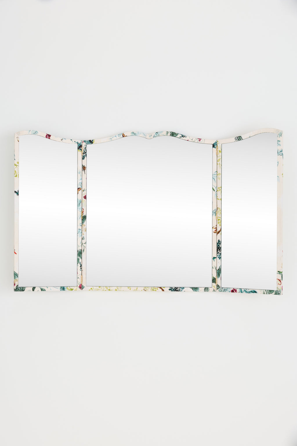 Idunn Printed Fabric Triptych Wall Mirror in Lya Butterfly, product view 2