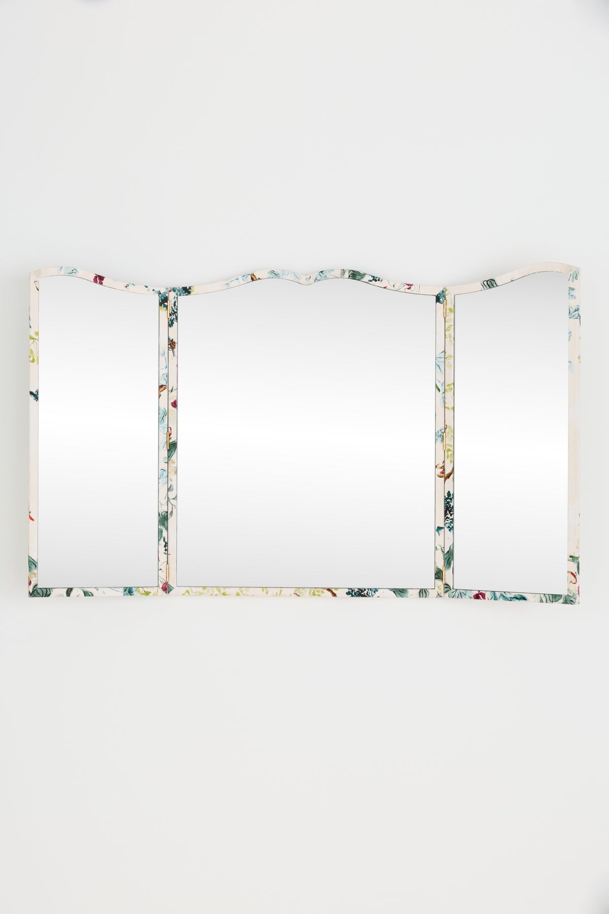 Idunn Printed Fabric Triptych Wall Mirror in Lya Butterfly, product view 2