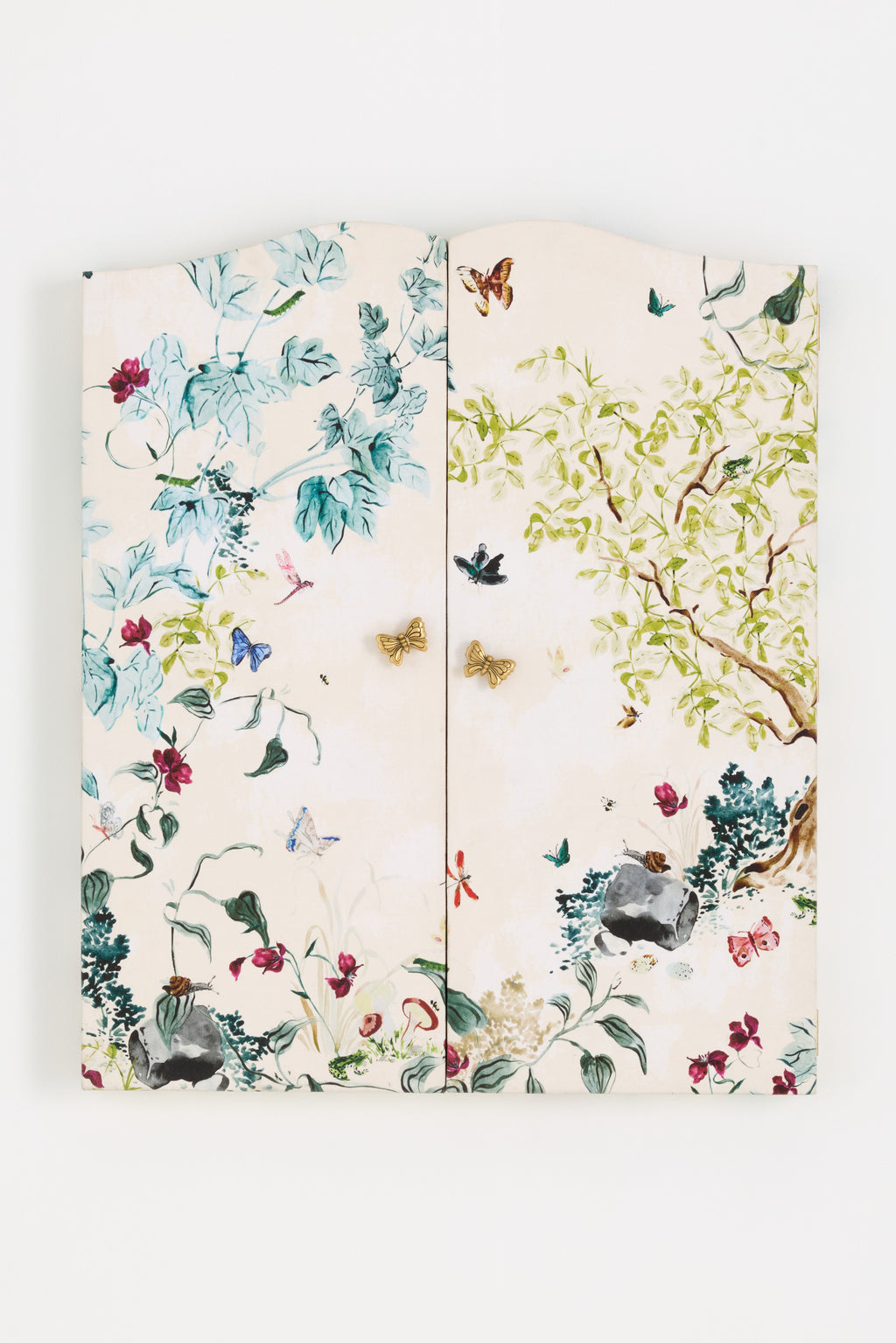 Idunn Printed Fabric Triptych Wall Mirror in Lya Butterfly, product view 3