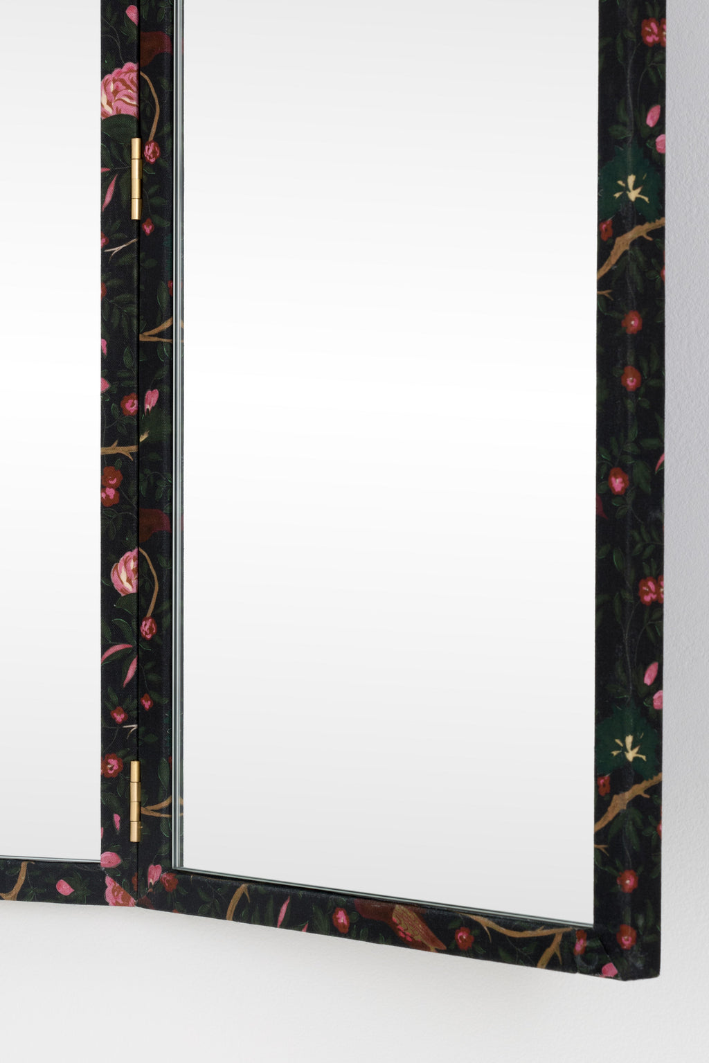 Idunn Printed Fabric Triptych Wall Mirror in Wren, product view 8