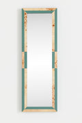 Tvenna Color-Block Burl Veneer Narrow Wall Mirror in Light Burl, product view 1