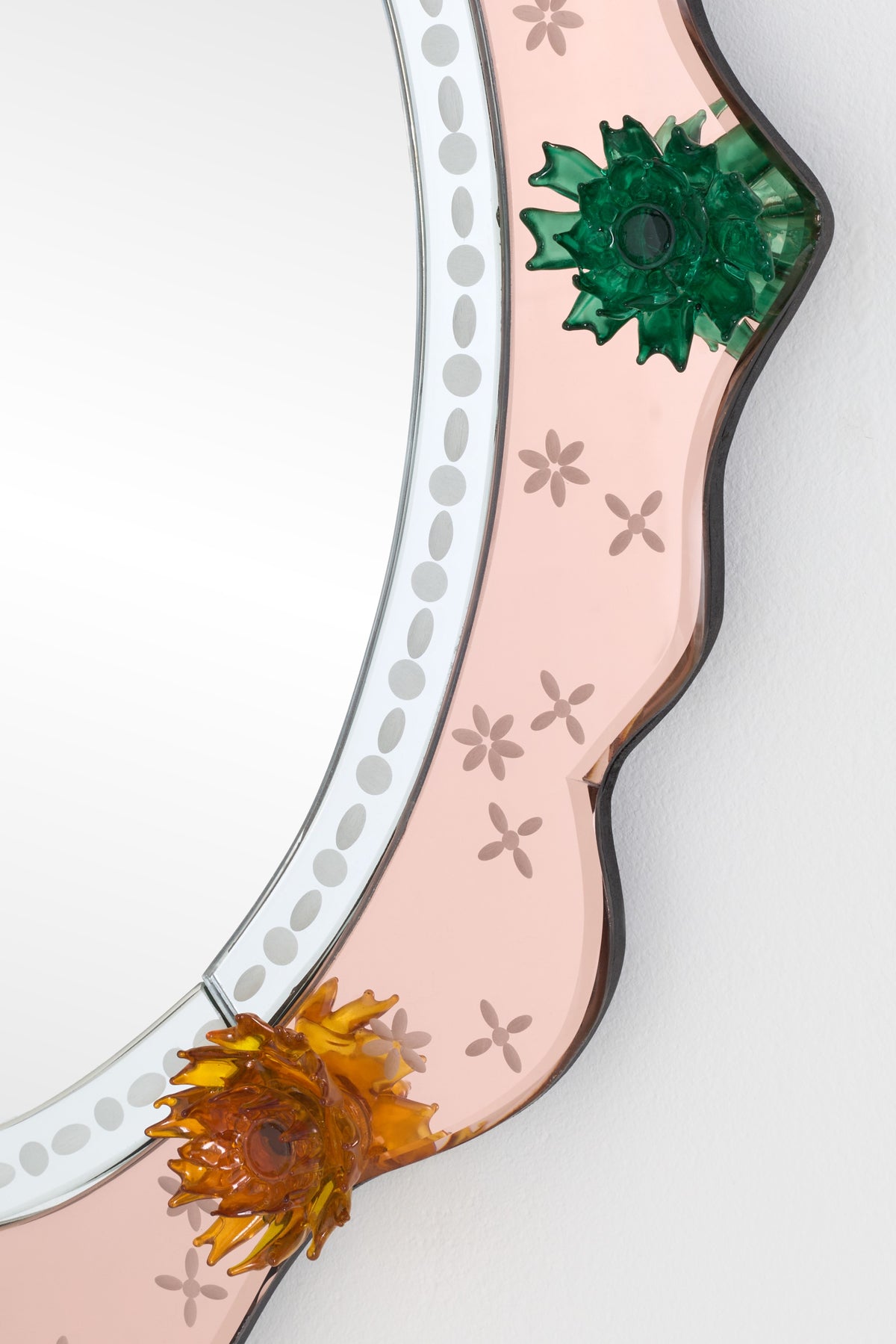 Asta Venetian-Style Floral Oval Wall Mirror, Tinted Glass in Blush, product view 6