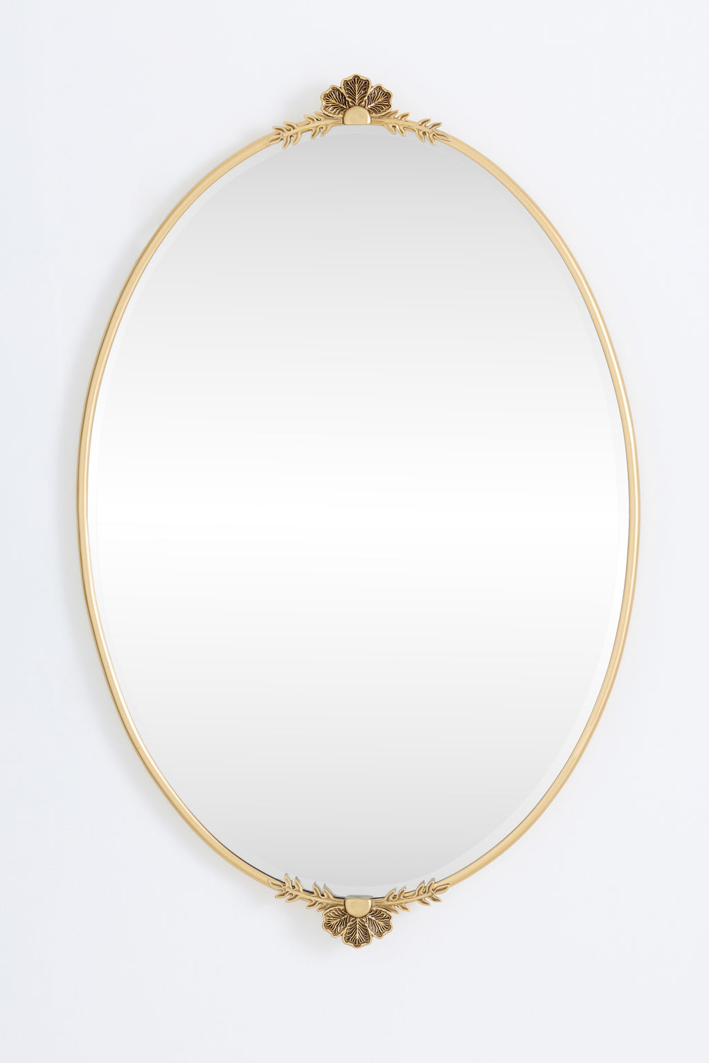 Hafdis Gold Oval Bathroom Mirror with Shell Crest in Brass, product view 2