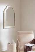 Brynja Camel Bone Scalloped Arch Wall Mirror in 010 White, product view 1