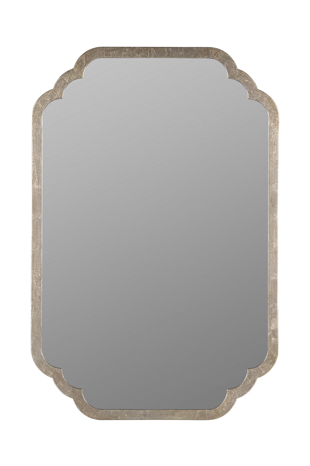 Olof Scalloped-Corner Rectangular Wall Mirror in 007 Silver, product view 1