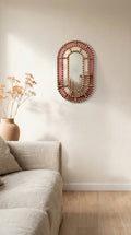 Gloa Pink and Gold Geometric Oval Wall Mirror, product view 1