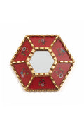 Gloa Red Floral Hexagon Petite Wall Mirror in 060 Red, product view 1