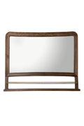 Hilla Wood Wall Mirror with Shelf and Brass-Tone Rail in Brown, product view 1
