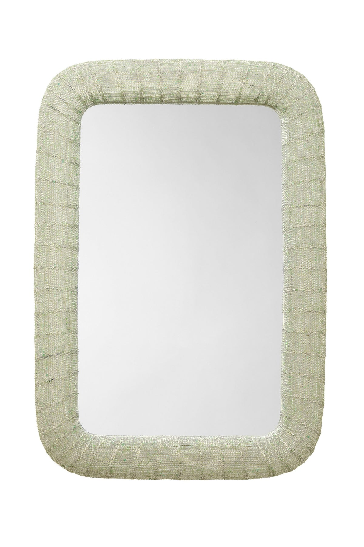 Freyja Hand-Strung Glass Bead Wall Mirror in 030 Green, product view 8