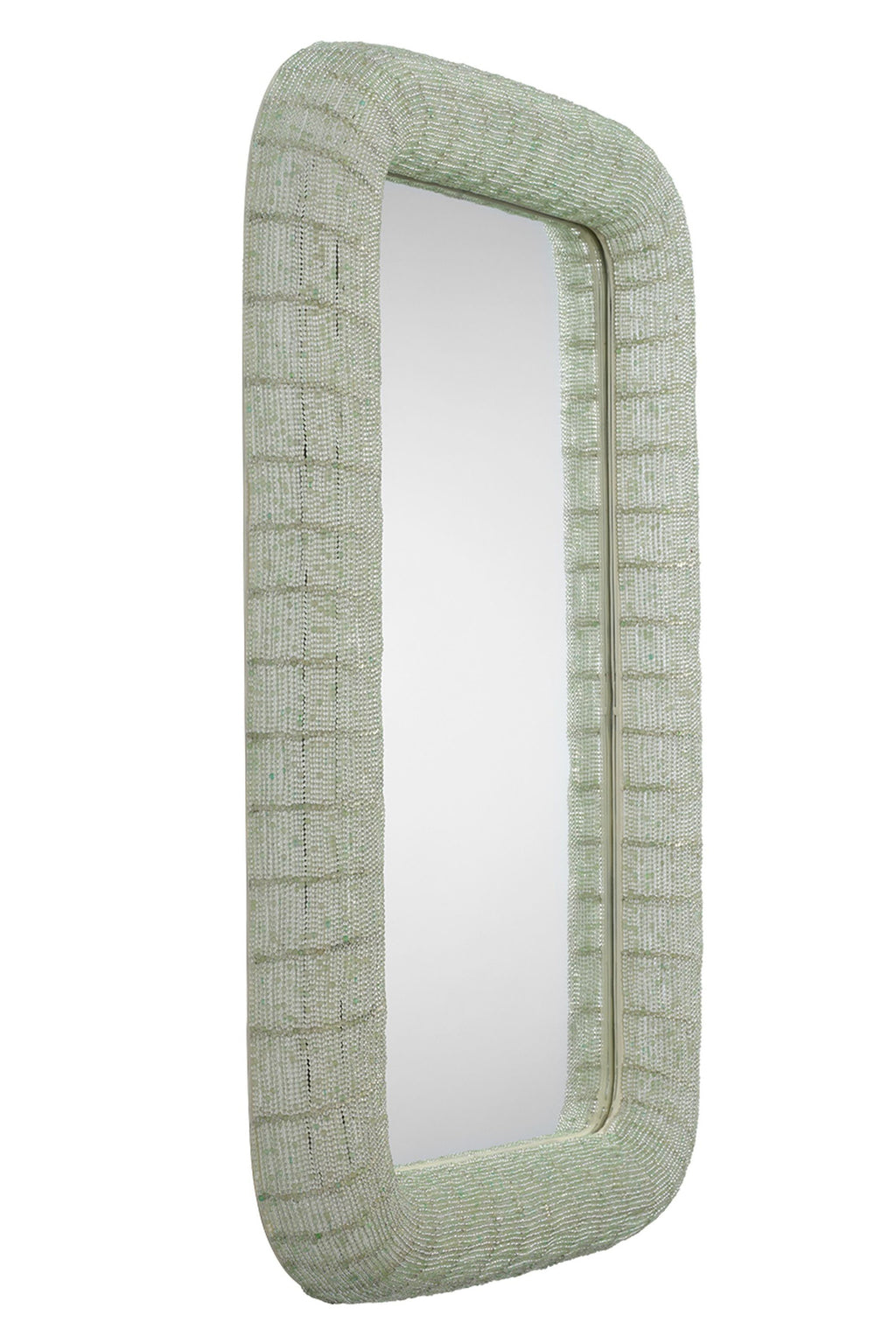 Freyja Hand-Strung Glass Bead Wall Mirror in 030 Green, product view 11