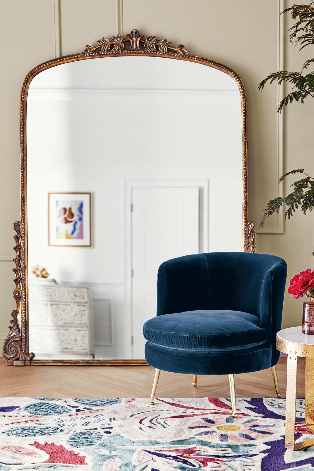 Hekla Oversized Baroque Arched Floor Mirror, 7 ft in Gold, product view 6