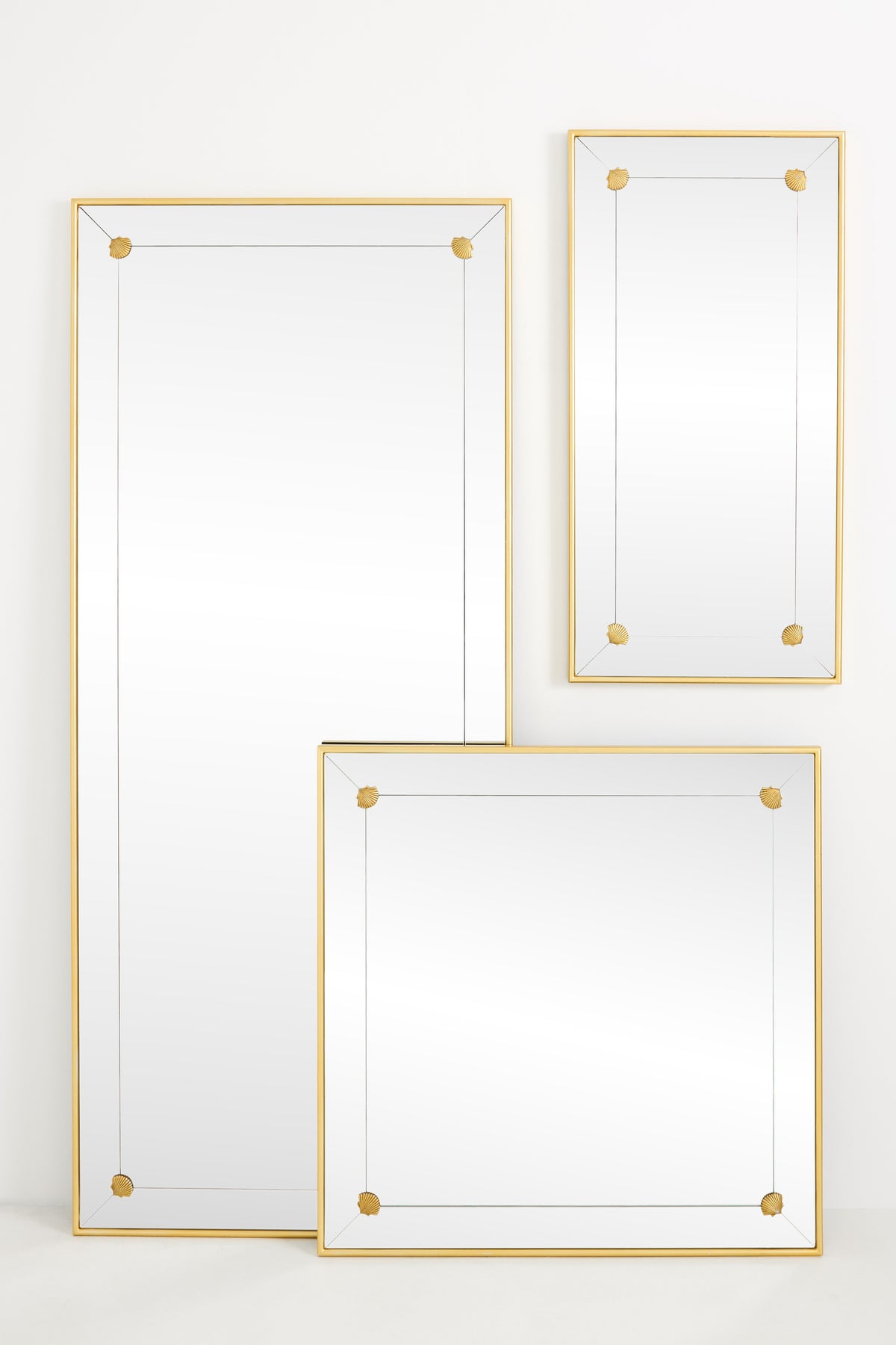 Vik Shell-Corner Rectangular Mirror, Wall or Floor Sizes in Bronze, product view 1