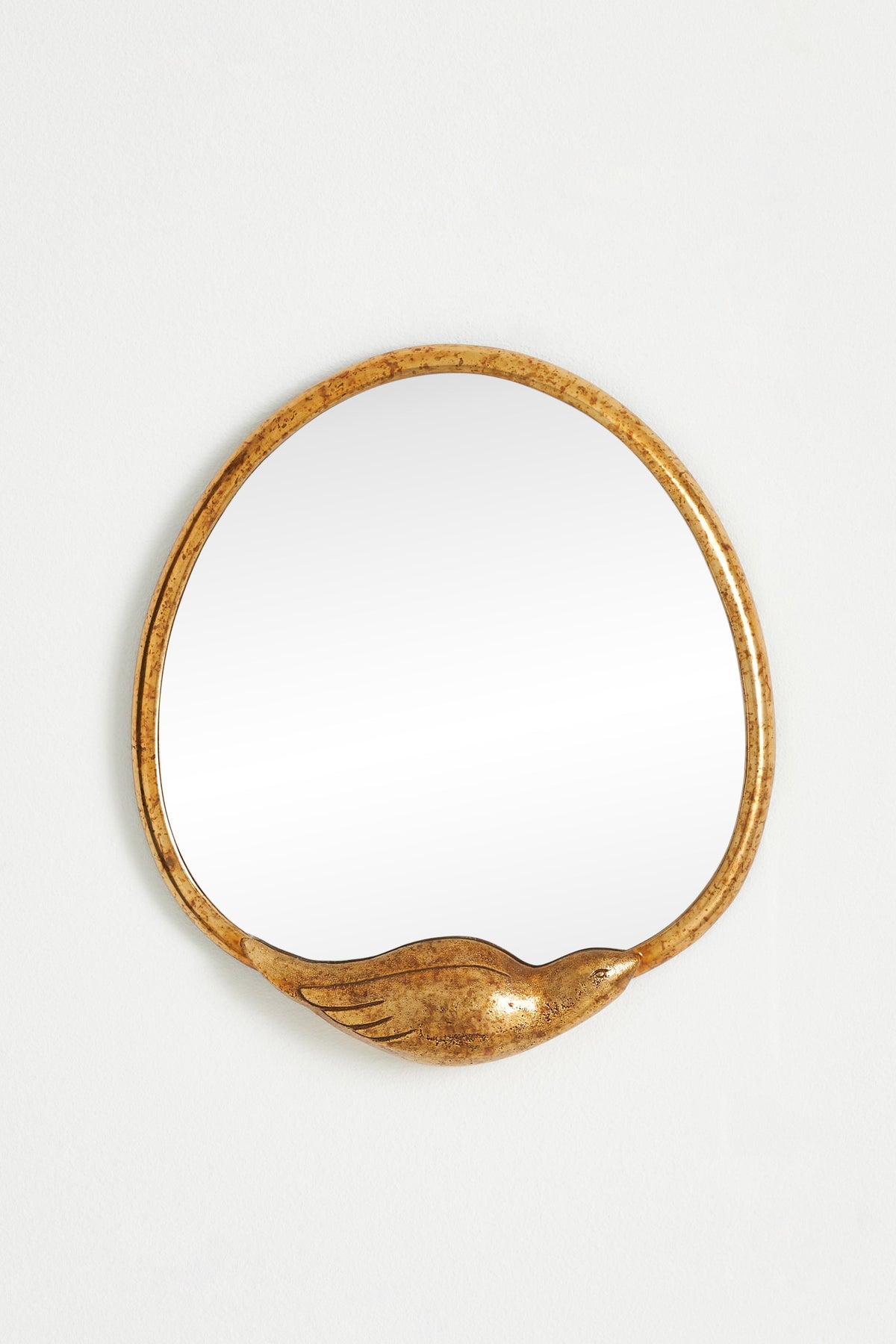 Lundi Brass Bird Petite Round Wall Mirror, product view 2