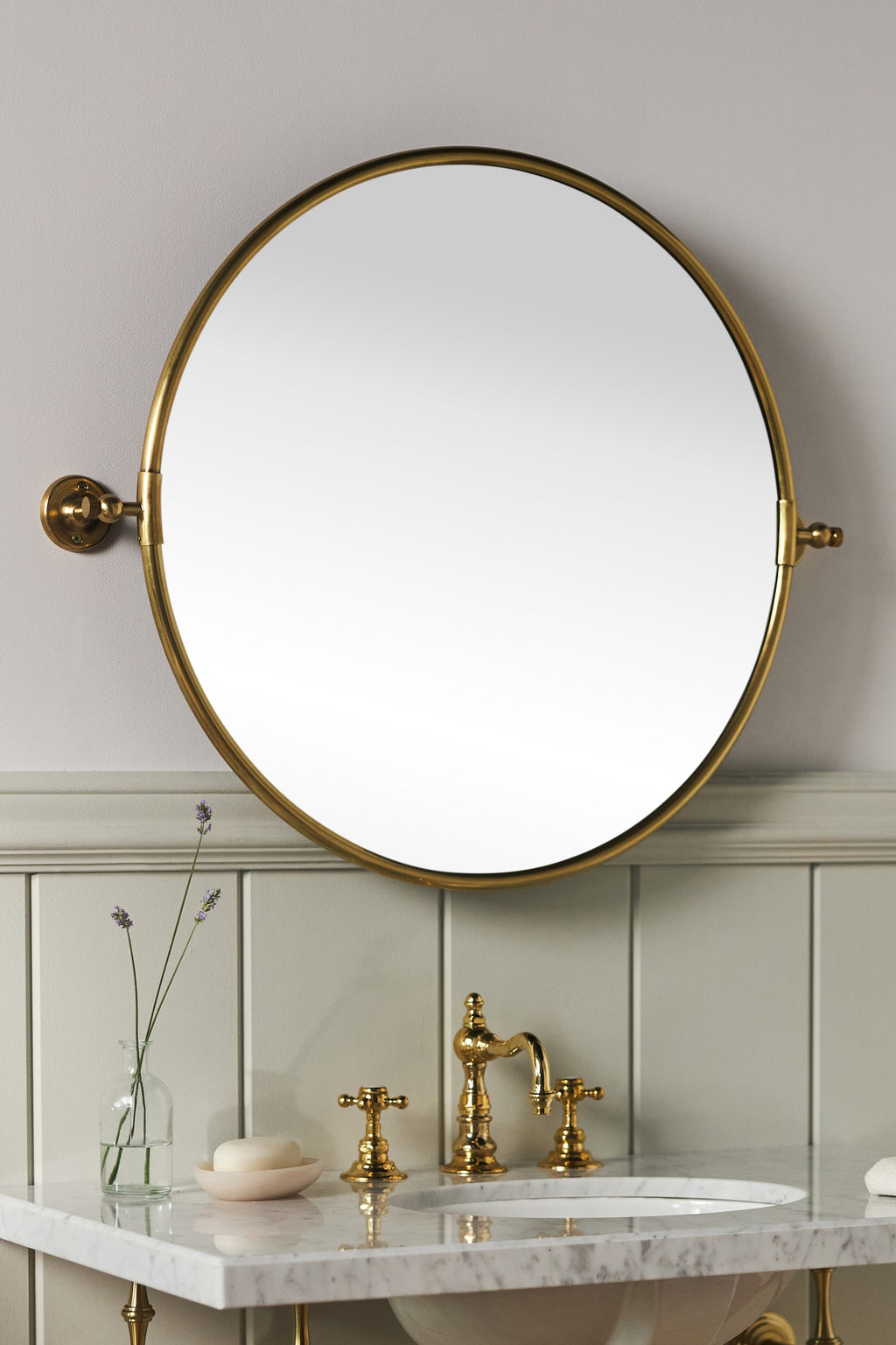 Eir Pivoting Bathroom Wall Mirror, Brass Finish in 070 Gold, product view 5