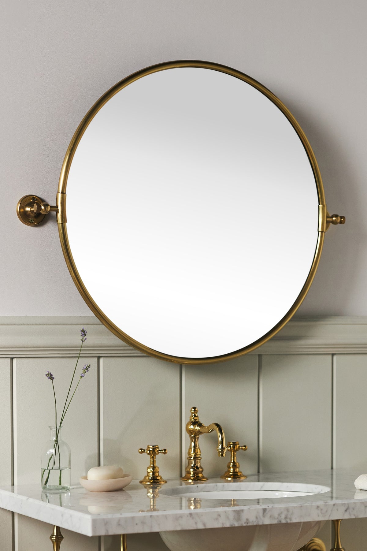 Eir Pivoting Bathroom Wall Mirror, Brass Finish in 070 Gold, product view 5