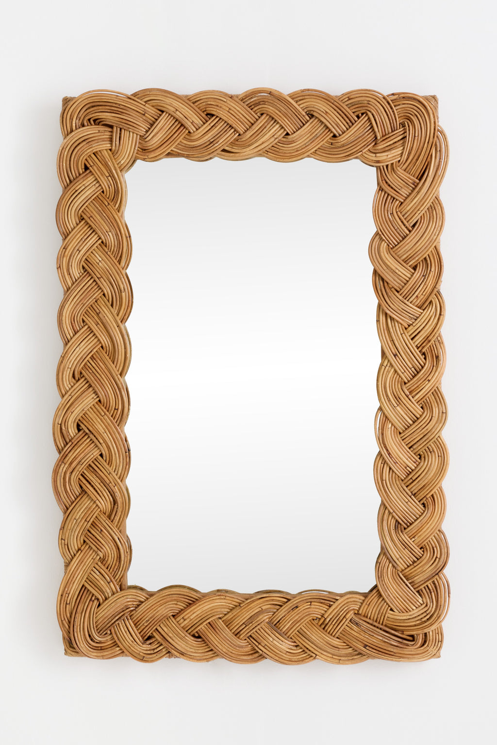 Fletta Braided Rattan Wall Mirror, Oval or Rectangle in 014 Neutral, product view 2