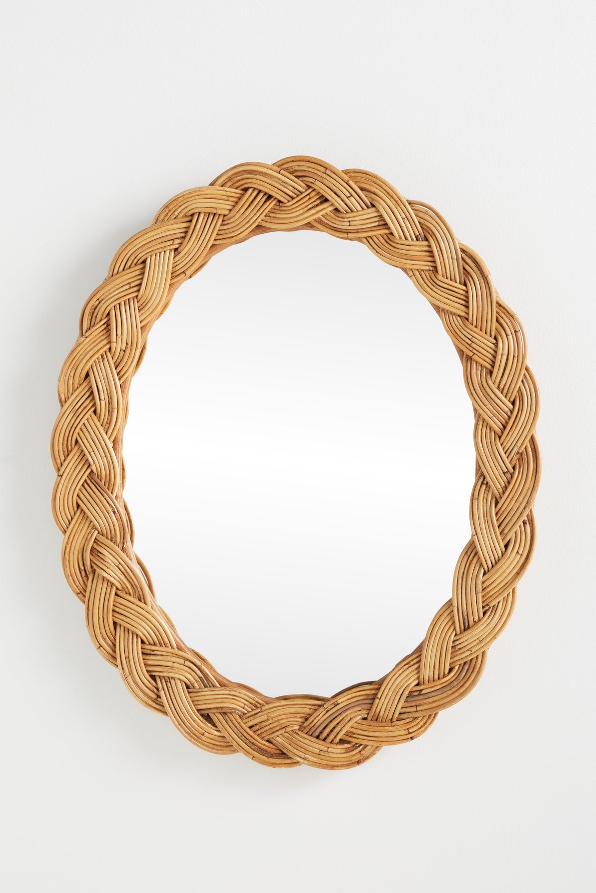 Fletta Braided Rattan Wall Mirror, Oval or Rectangle in 015 Neutral Pattern, product view 3
