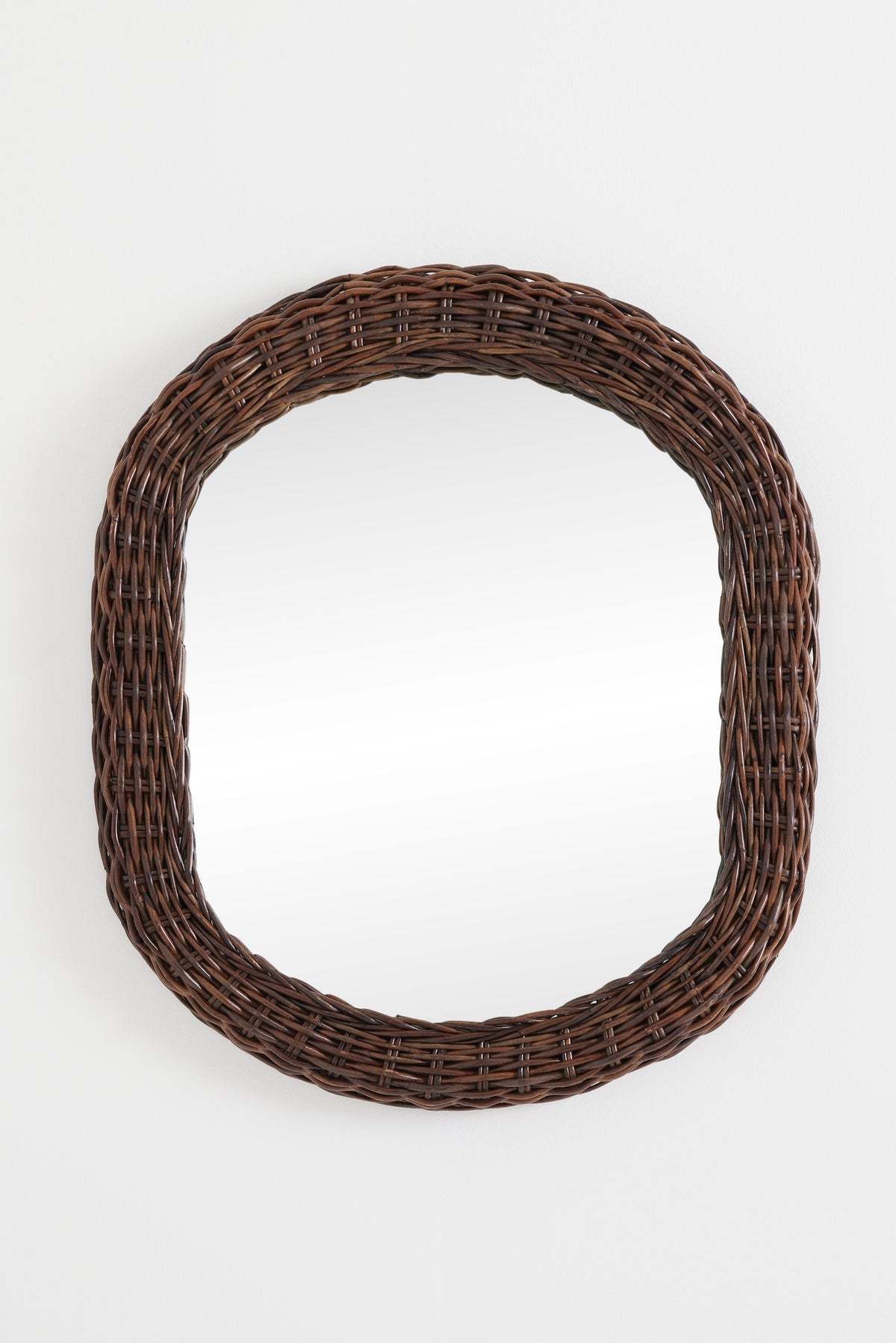 Mosi Woven Rattan Wall Mirror, Arched or Oval in Chocolate, product view 2