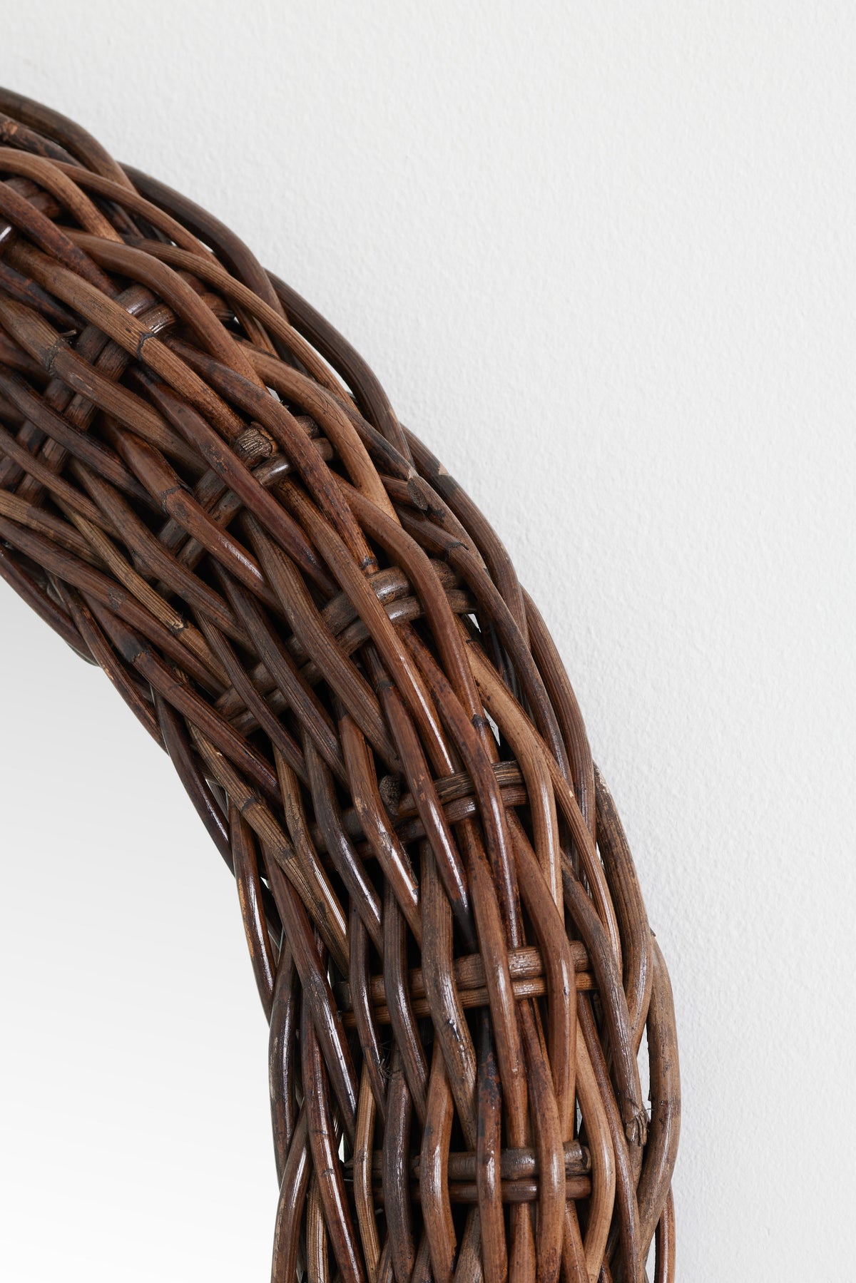 Mosi Woven Rattan Wall Mirror, Arched or Oval in Chocolate, product view 3