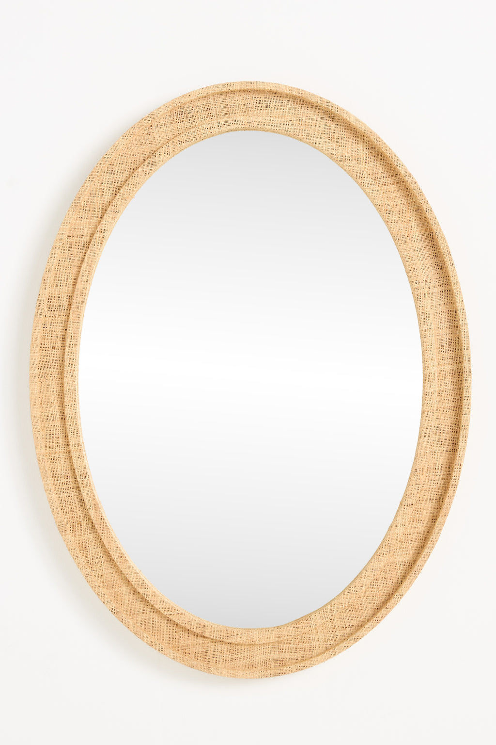 Melur Woven Raffia Oval Wall Mirror, Beveled Glass in 014 Neutral, product view 2