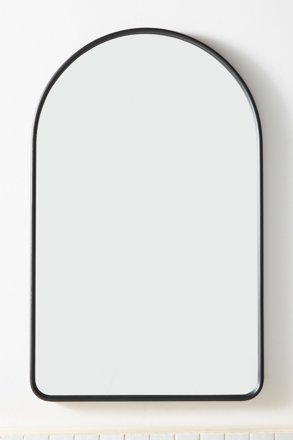Stilla Thin Metal Arch Wall Mirror, 38 in in 001 Black, product view 2