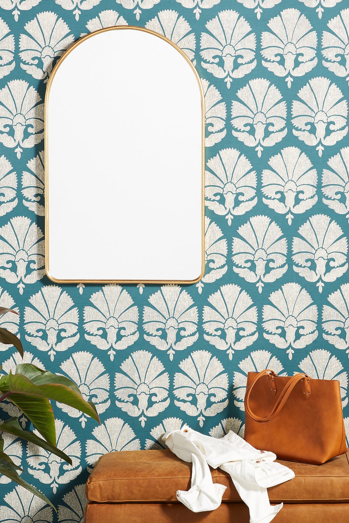 Stilla Thin Metal Arch Wall Mirror, 38 in in 070 Gold, product view 6