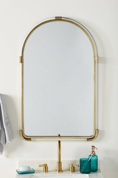 Elin Clear Acrylic and Champagne Brass Arched Wall Mirror in 027 CLEAR-BRASS, product view 1