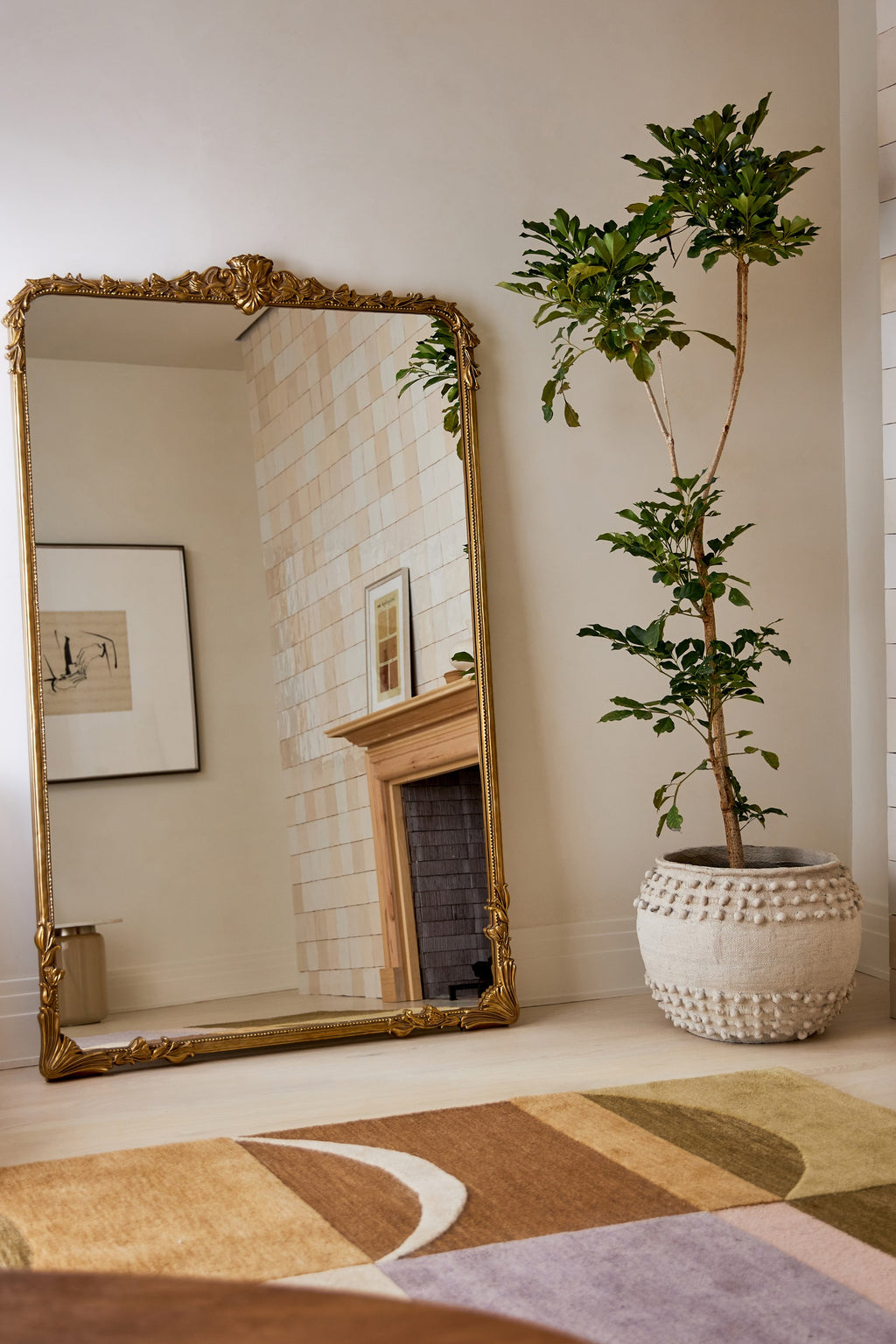 Katla Ornate Gold Mirror, Mantel or Floor Size in 070 Gold, product view 1