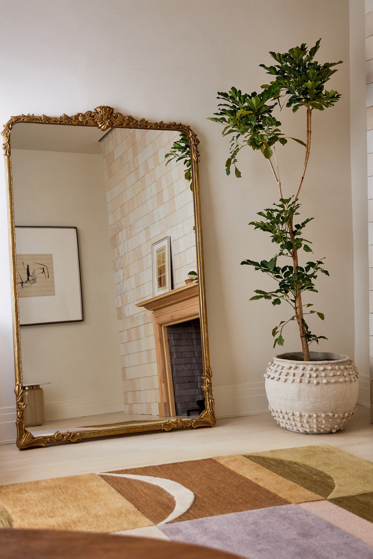 Katla Ornate Gold Mirror, Mantel or Floor Size in 070 Gold, product view 1