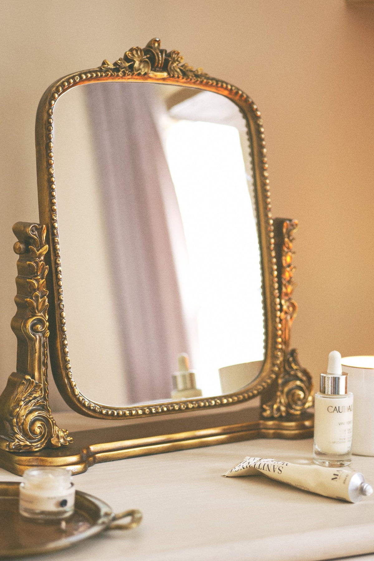 Hekla Baroque Gold Tabletop Vanity Mirror, product view 4